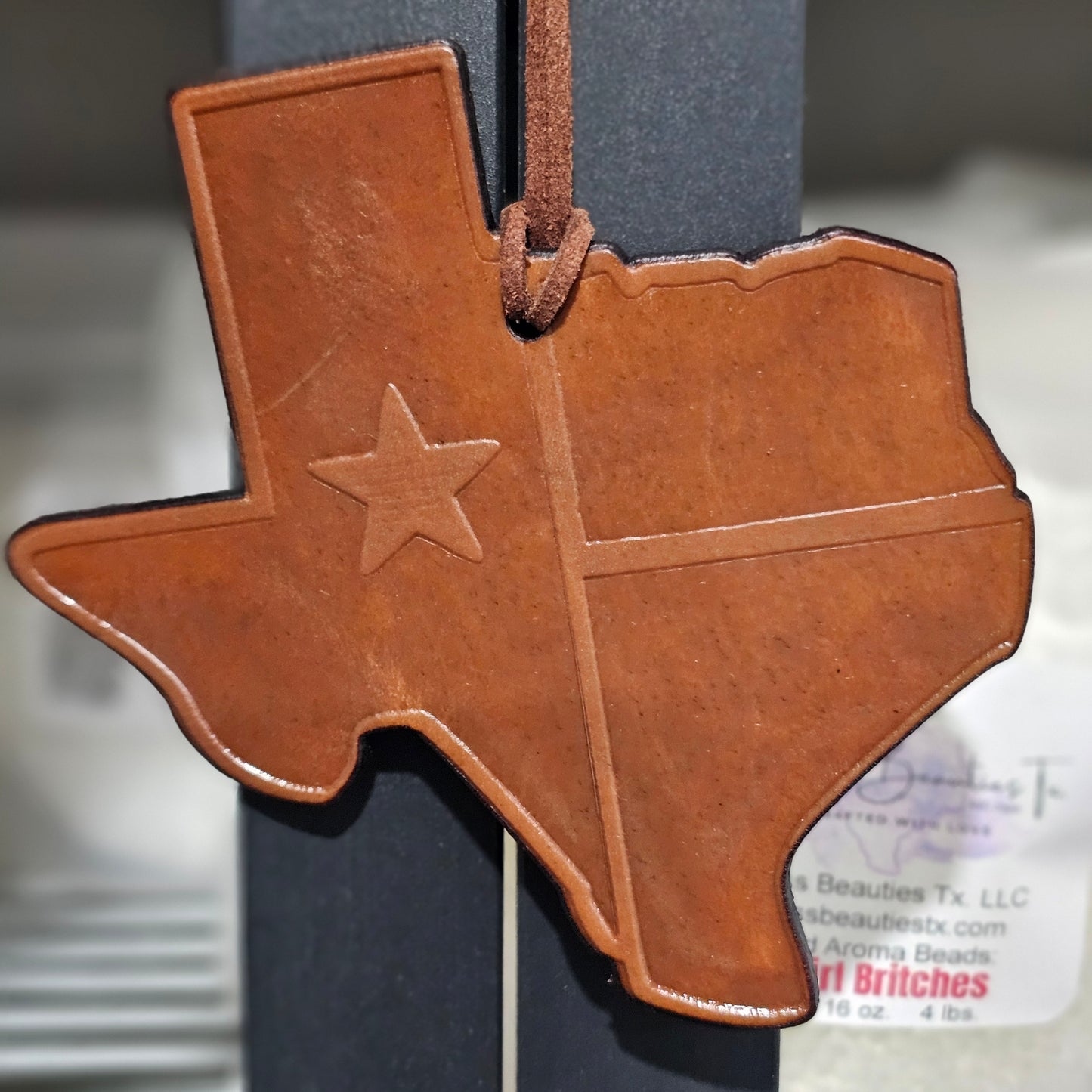 Texas/ Leather Car Charm Freshie