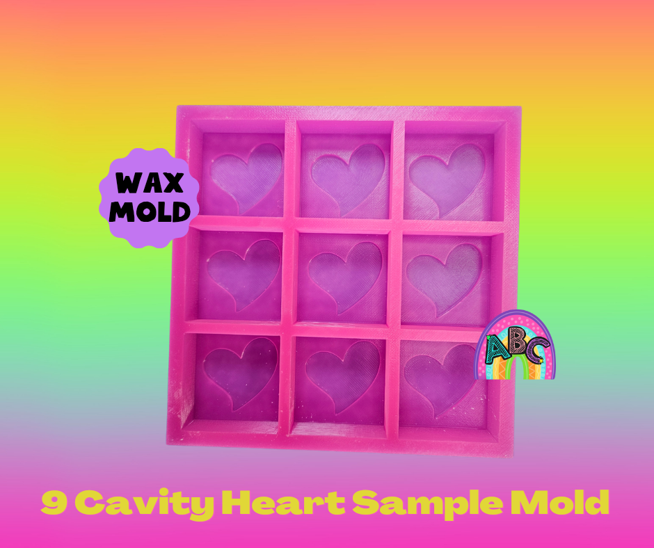 9 cavity Heart square sampler Wax Mold