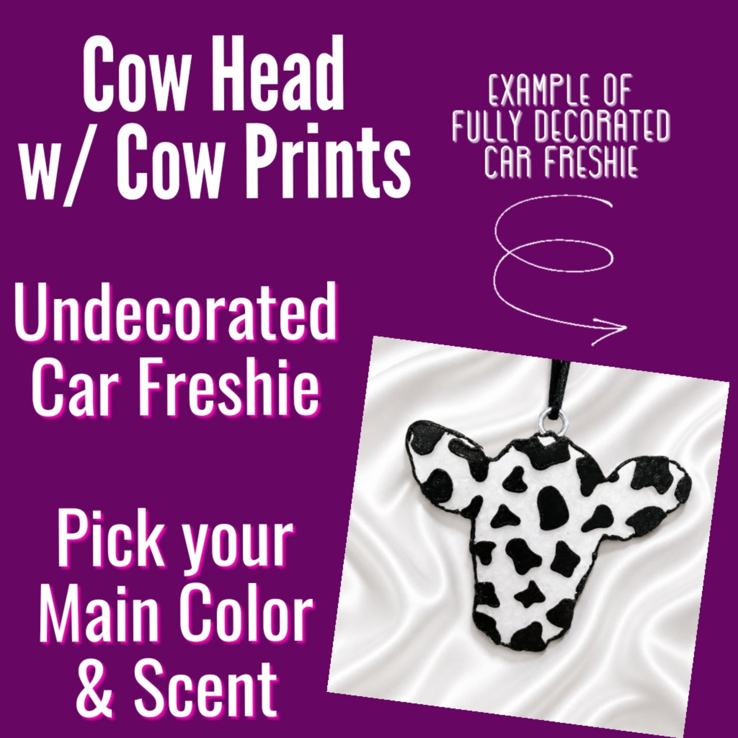 Cow Head w/ Cow Prints - Undecorated Car Freshie
